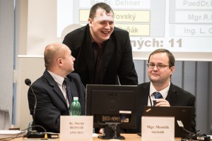 Starosta Ostravy-Jihu Martin Bednář a jeho nejbližší spolupracovníci - radní Adam Rykala a tajemník úřadu Petr Mentlík